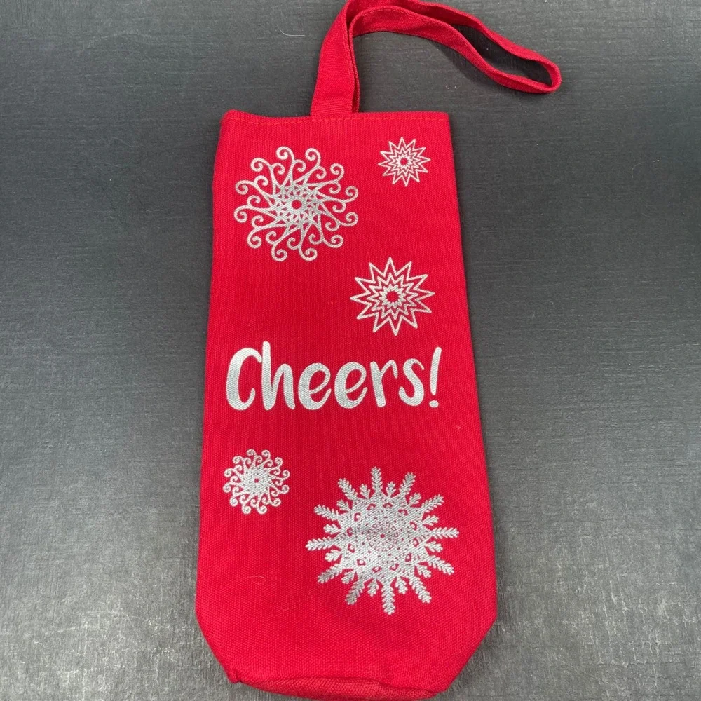 Lot 8 Christmas Wine Bottle Gift Bags Covers Light Up Tree Drawstring Fabric